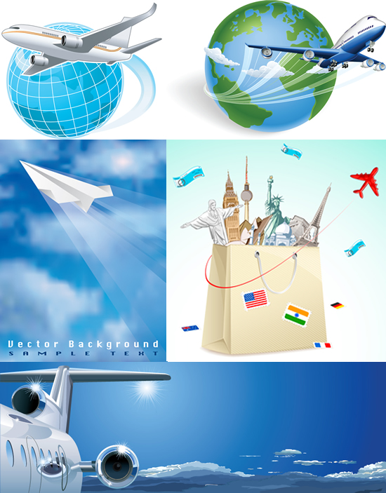 Tourism flight art world famous buildings Travel by plane Statue of Liberty shopping bags plane infographicspaper airplane infographicsearth infographicsblue sky and white clouds infographics eiffel tower   
