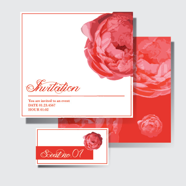 Pink flower invitation card graphic vector pink invitation graphic flower design card   