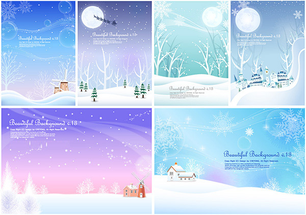 Winter snow background design vector winter vector snow material elk cold christmas trees christmas buildings background   