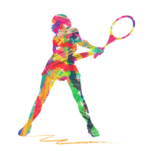 Girls sport with paint vector material Sport paint girls   