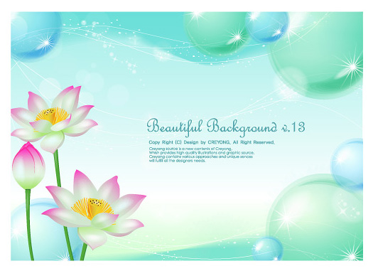 Lotus and water bubbles vector graphics water droplets vector material lotus pond lotus crystal ball bubbles background   