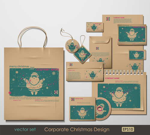 Set of Corporate Christmas design kit vector 02 kit corporate christmas   