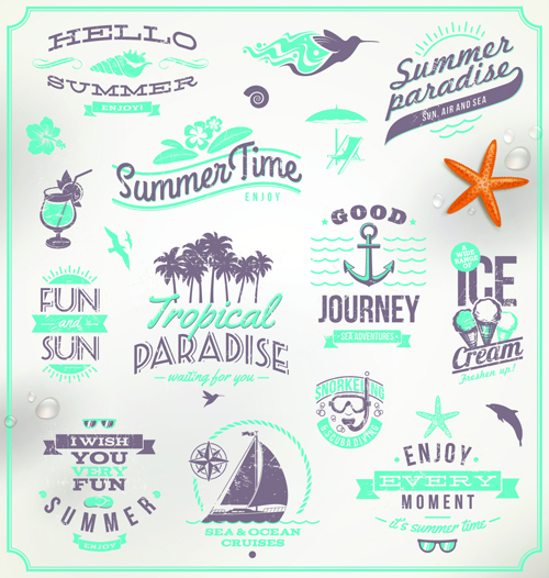 Happy summer holiday travel logos and labels vector 03 travel summer logos logo labels label holiday happy   