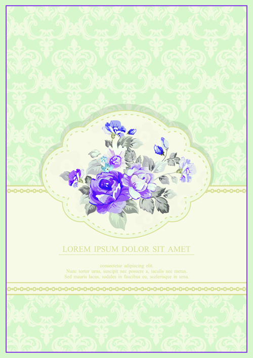 Vintage Flower Congratulation Cards vector 01 vintage flower congratulation cards   