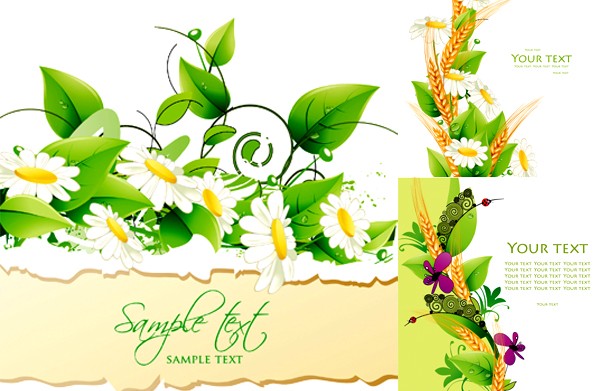 Flowers with green leaves background vector leaves green flowers   