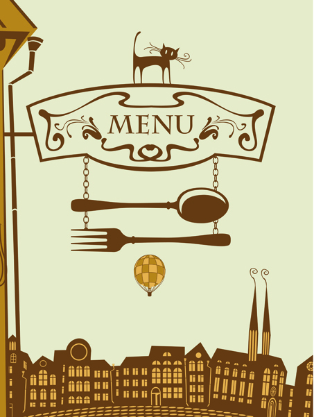 Set of Retro cover menu cafe and restaurant vector 01 Retro font restaurant menu cover cafe   