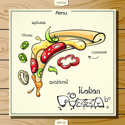 Funny pizza menu design vector 04 pizza menu funny   