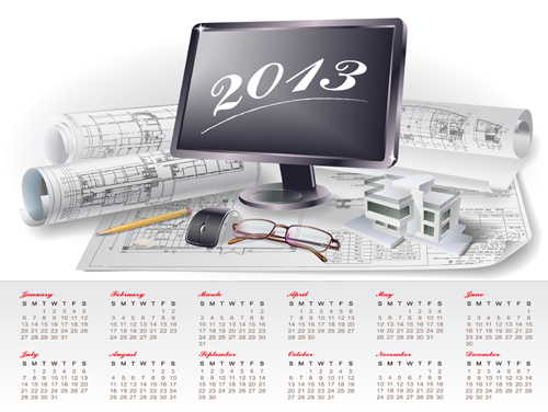 Set of Creative Calendar 2013 design vector 07 creative calendar 2013   