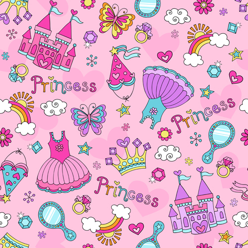 Cute princess elements pattern vector princess pattern vector pattern elements element cute   