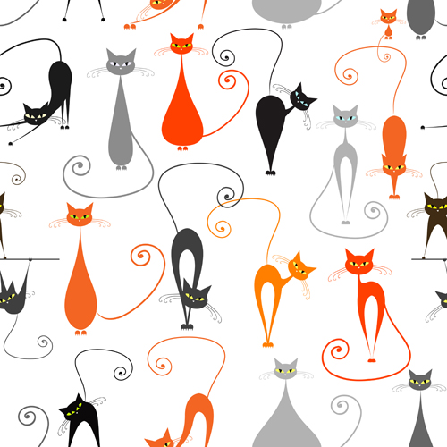 Cartoon cat seamless pattern vector graphic seamless pattern vector pattern cartoon cart   