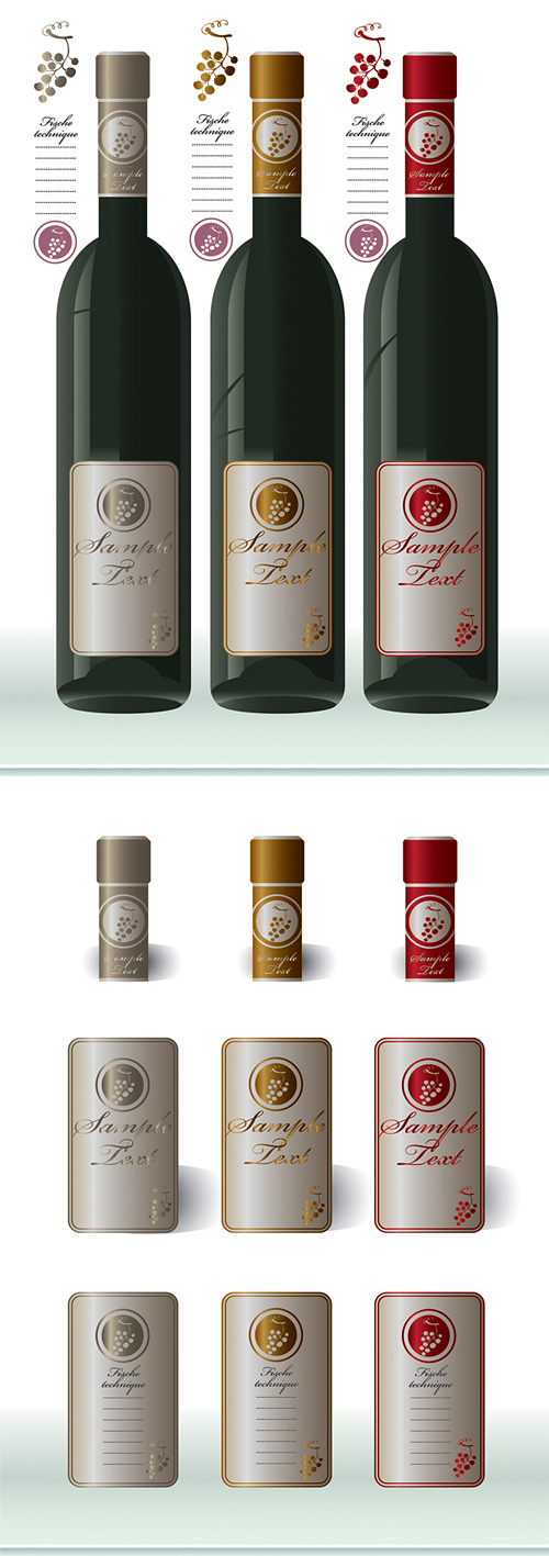 The bottle cap and the bottle label Vector Graphic wine bottle wine standard bottles red wine packaging glass bottle Caps bottle label   