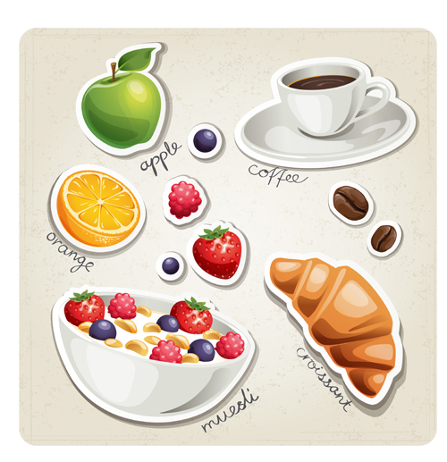 Different breakfast food vector icons material 03 material food fast food different breakfast   