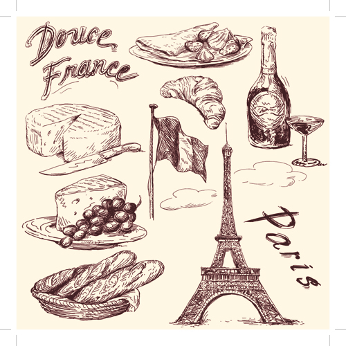 Drawing foods retro illustrations vector 03 Retro font illustrations illustration food drawing   