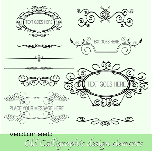 Old Calligraphic design elements vector set 03 old elements element calligraphic   