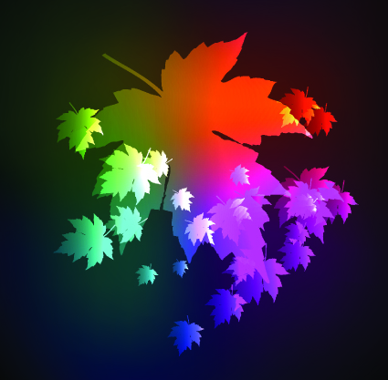 Neon lights with maple leaves design vector 05 neon lights light leaves leave   