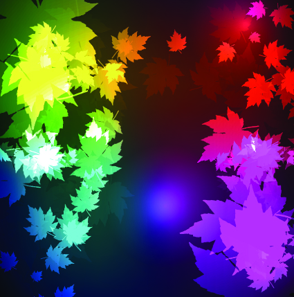 Neon lights with maple leaves design vector 02 neon maple lights leaves leave   