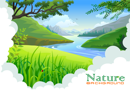 Tree and natural scenery vector background 03 Vector Background tree scenery natural background   