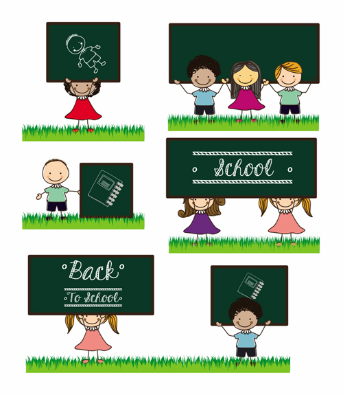 Back to school children vector background 05 children background back   