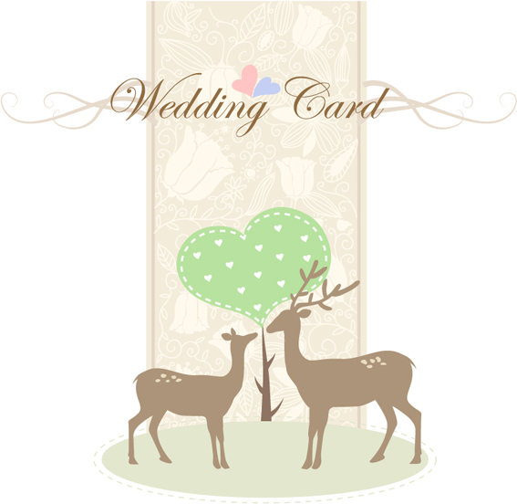 Romantic wedding card with deer vector wedding card wedding romantic roman deer   