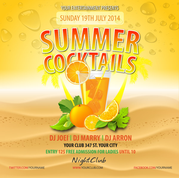 Exquisite summer cocktails posters vector summer posters exquisite cocktails   