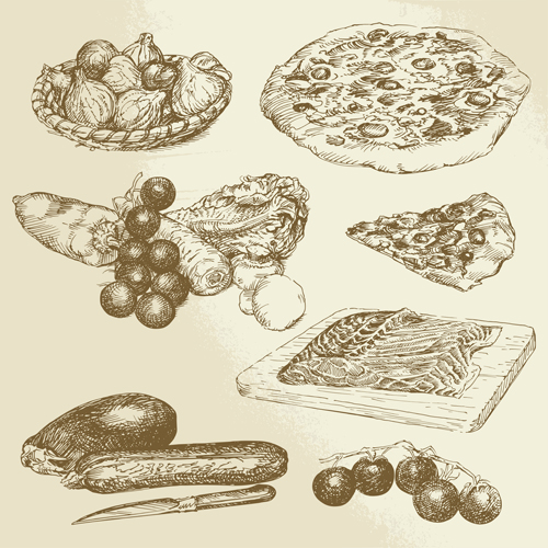 Drawing foods retro illustrations vector 12 Retro font illustrations illustration food drawing   