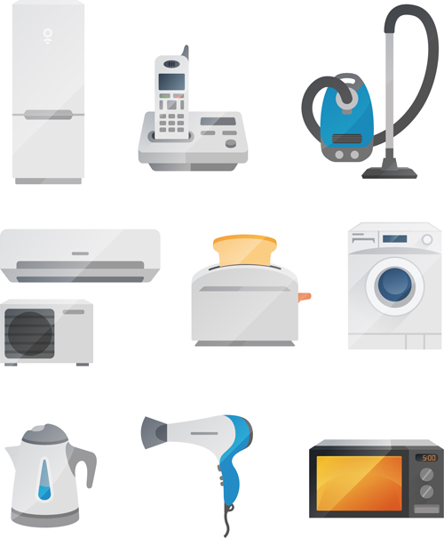 Realistic home appliances vector set 02 realistic home appliances   