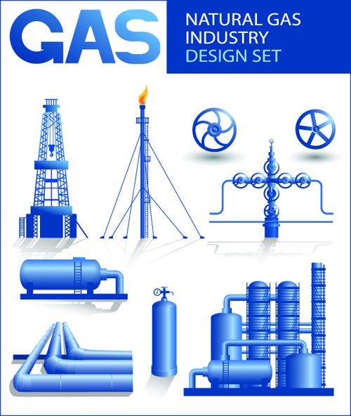 Set of Gas and oil design elements vector 02 oil gas elements element   