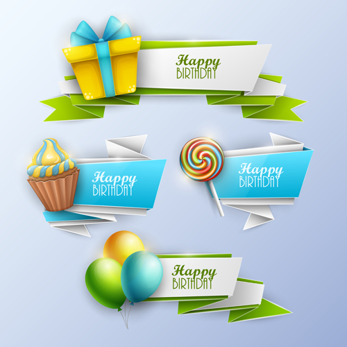 Sweet with birthday banner vector material 01 sweet birthday banner   