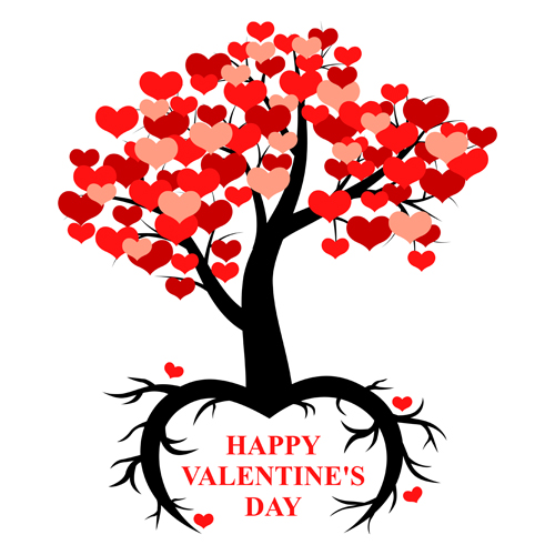 Hearts tree with valentines day vector valentine's day tree hearts   