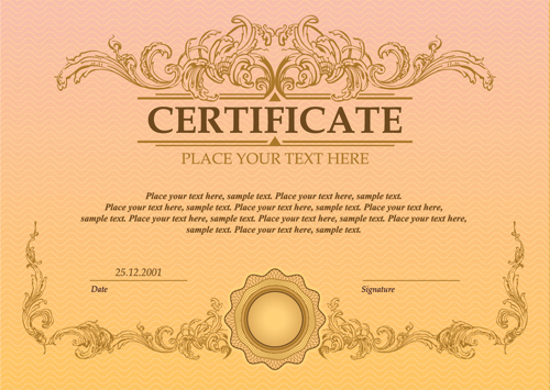 Classical styles certificate template vectors 04 classical certificate template certificate   