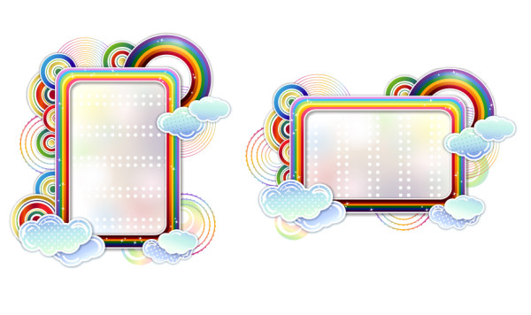 Rainbow clouds border vector rainbow clouds border   