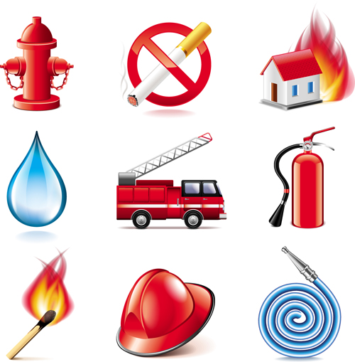 Shiny fire series icons vector material shiny series icons fire   