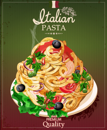 Retro italian pasta menu cover vector 04 Retro font Pasta italian cover   