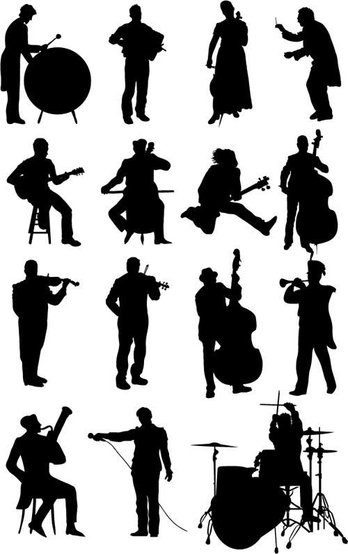 Vector musicians silhouetter set 02 silhouetter musicians   