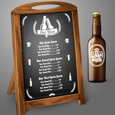 Beer menu and beer bottle vector material menu material bottle beer   