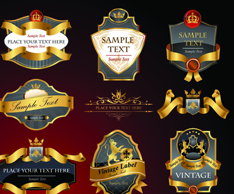 luxurious Black and gold labels vector 04 luxurious labels label gold black   