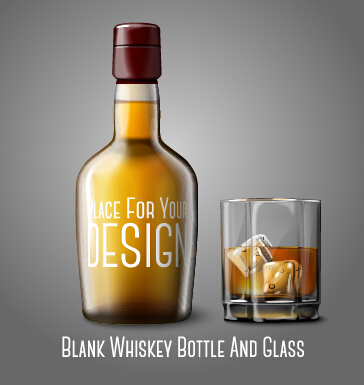 Blank whiskey bottle and glass vector graphics whiskey graphics bottle blank   