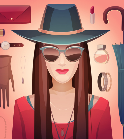 Woman fashion elements vectors background 02 woman fashion elements fashion background   