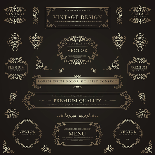 Frame with golden decorative vector material 04 material golden frame decorative   