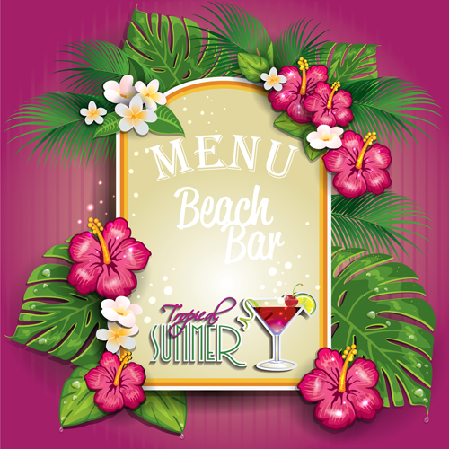 Menu beach bar flower vector menu flower beach bar   