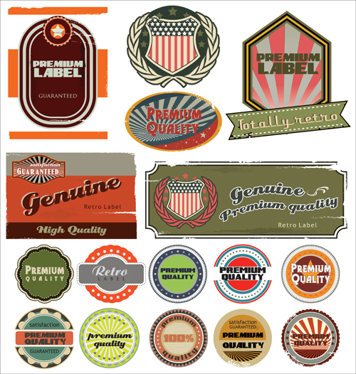 Vintage colored labels design 02 vintage labels colored   