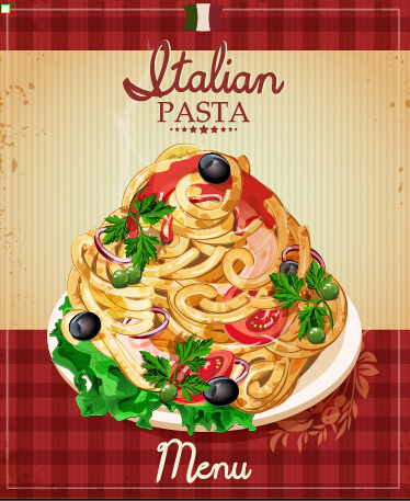 Retro italian pasta menu cover vector 01 Pasta menu italian cover   