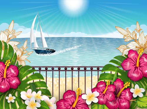 Beautiful tropical paradise scenery background vector 02 tropical scenery paradise beautiful background   