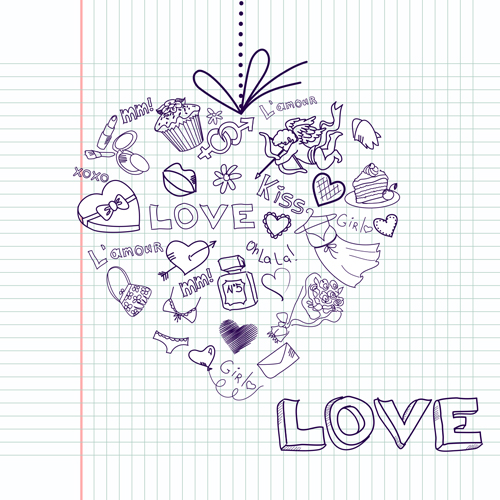 Handwriting love with Paris elements vector 04 paris love Handwriting   