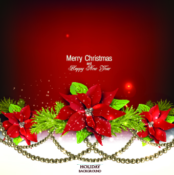 Pearls and flowers Christmas vector background 03 Vector Background pearls pearl flowers flower christmas background   