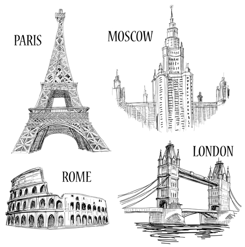 Buildings for Different countries design vector 01 different countries building   