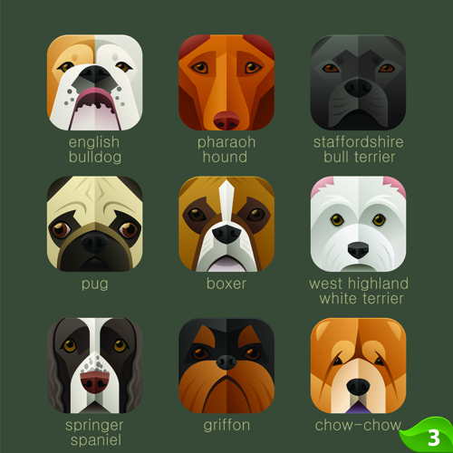 Funny animal icons flat style vector 05 icons funny Animal   