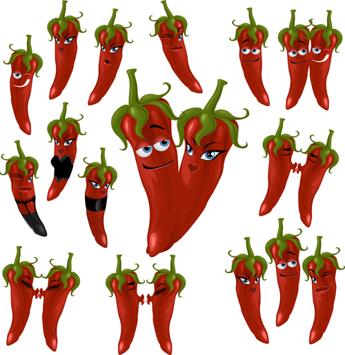 Hot chili peppers funny cartoon vectors 02 peppers funny chili cartoon   