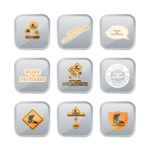 Different Under Construction icon vector set 01 Under icon different construction   