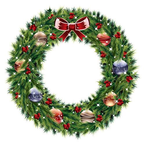 Pretty xmas wreath design vector material 05 xmas wreath pretty material   